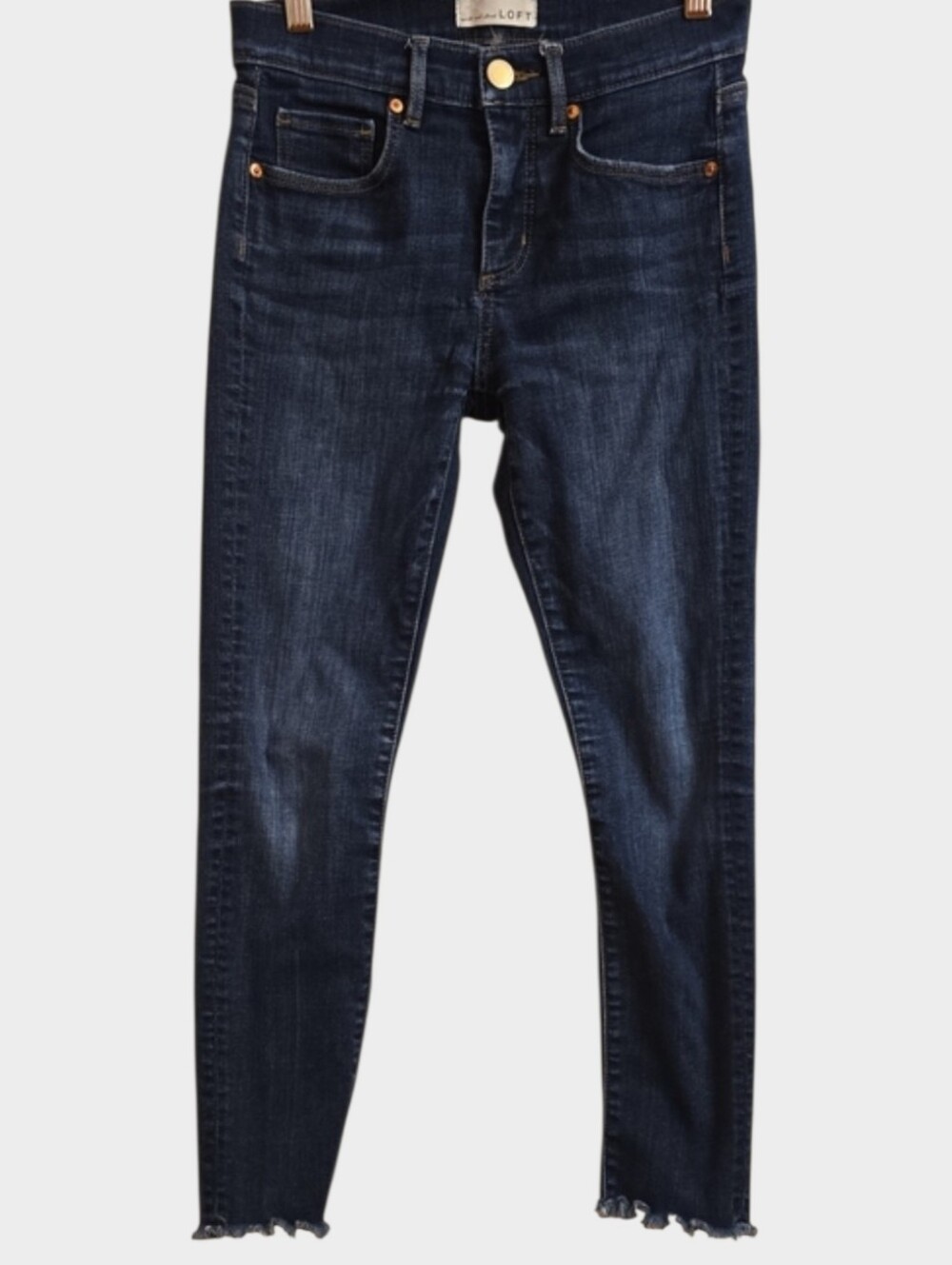 LOFT Jeans Women's Size 2 Size 26 Dark Indigo Modern Skinny Jeans Frayed-hem